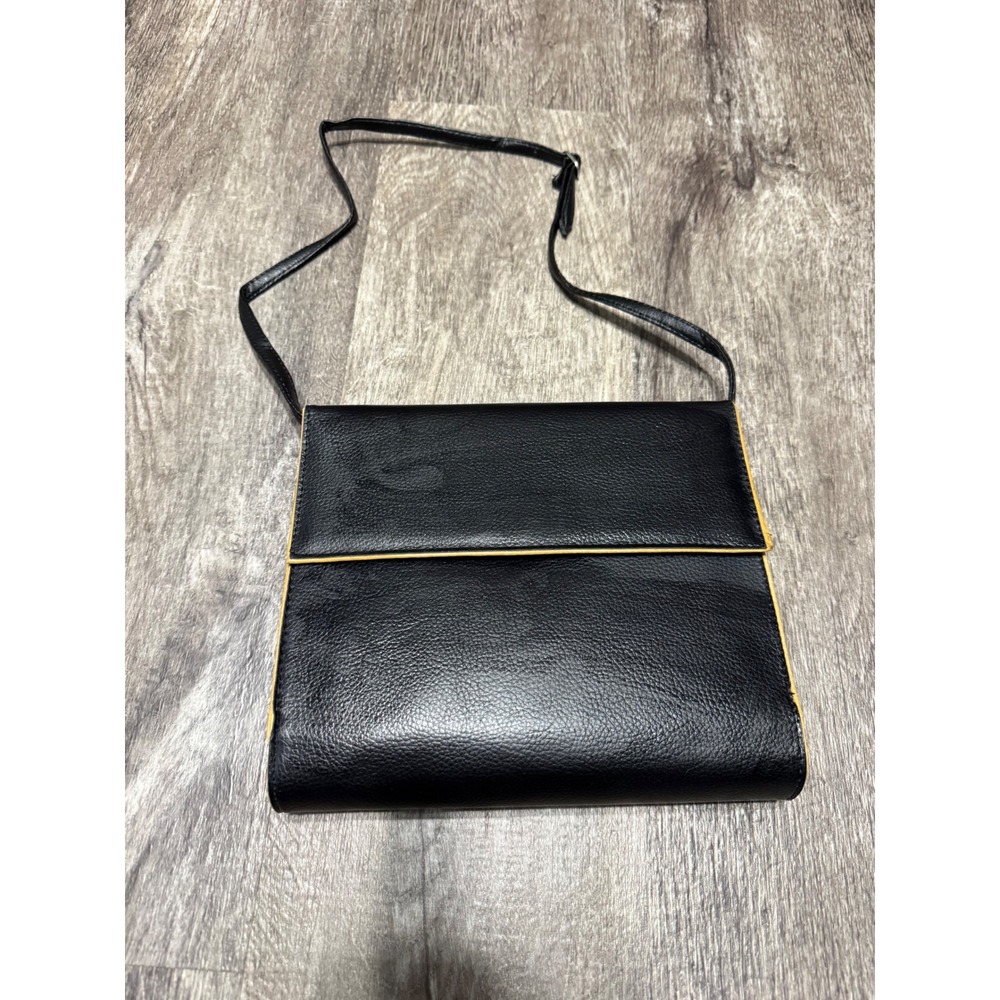 Avon Beauty Advisor Crossbody Bag Planner Wallet Black Yellow Pebbled beComing